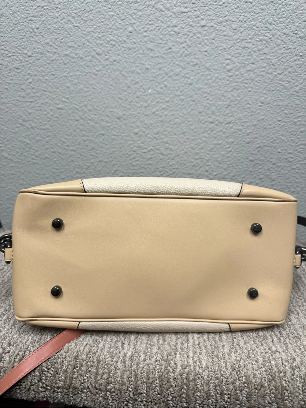 Coach Beige Lane Satchel in Colorblock with Snake Skin Accents